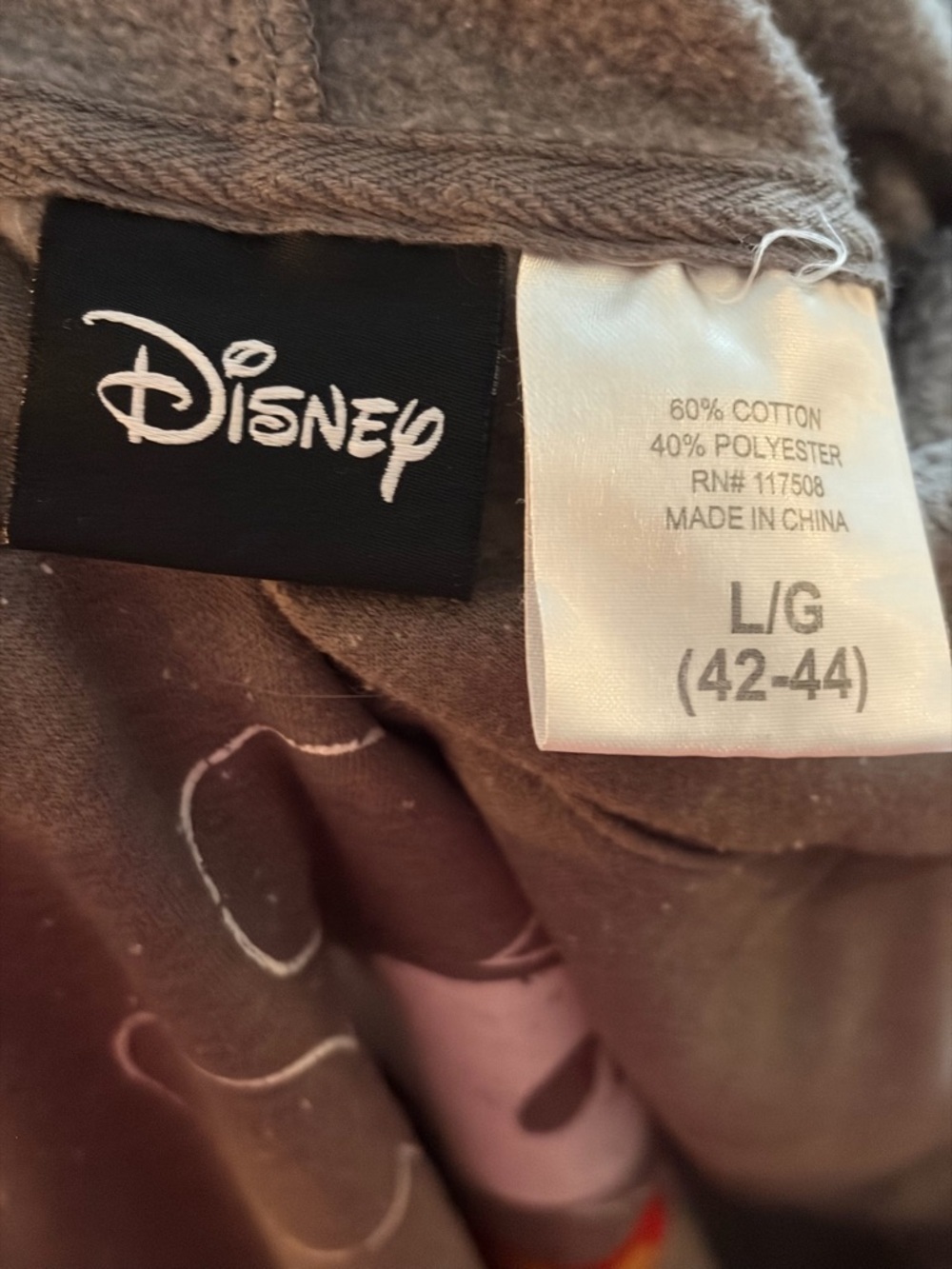 Disney Mickey Mouse Hoodie Gray Distressed Speckled Graphic Pullover Size L - Picture 2 of 5
